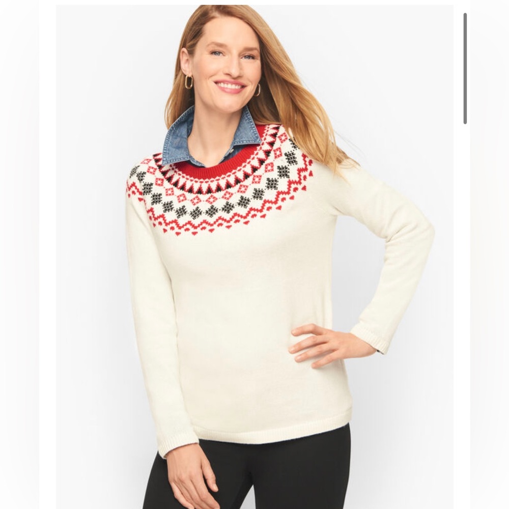 Talbots sweater size Medium Christmas red pattern